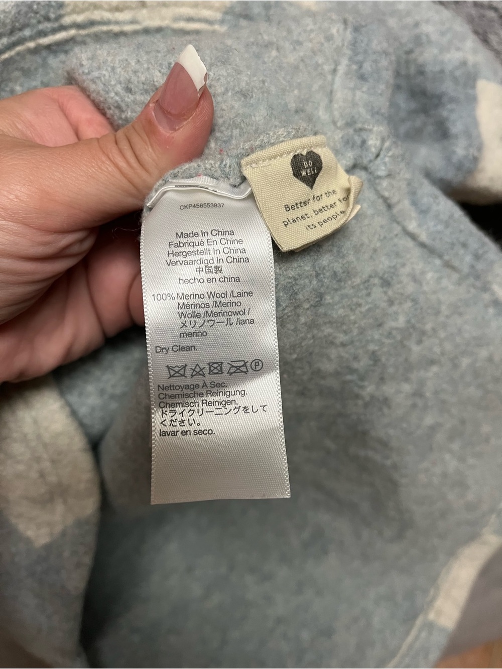 Madewell Kids M Plaid Half-Zip Pullover Cream light blue/grey 100% merlino wool - Picture 5 of 8